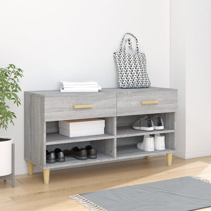 Schoenenkast 02X35X55 Cm Bewerkt Hout Eikenkleur Grijs sonoma
