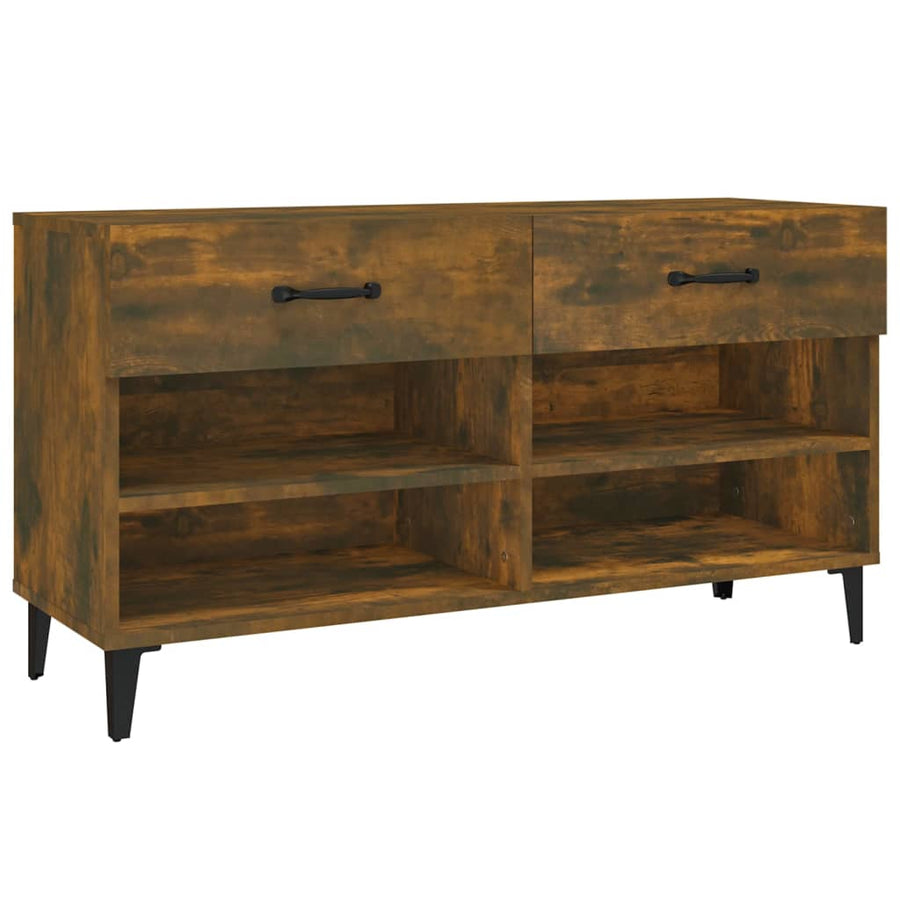 Schoenenkast 102X35X55 Cm Bewerkt Hout Gerookt Eikenkleurig