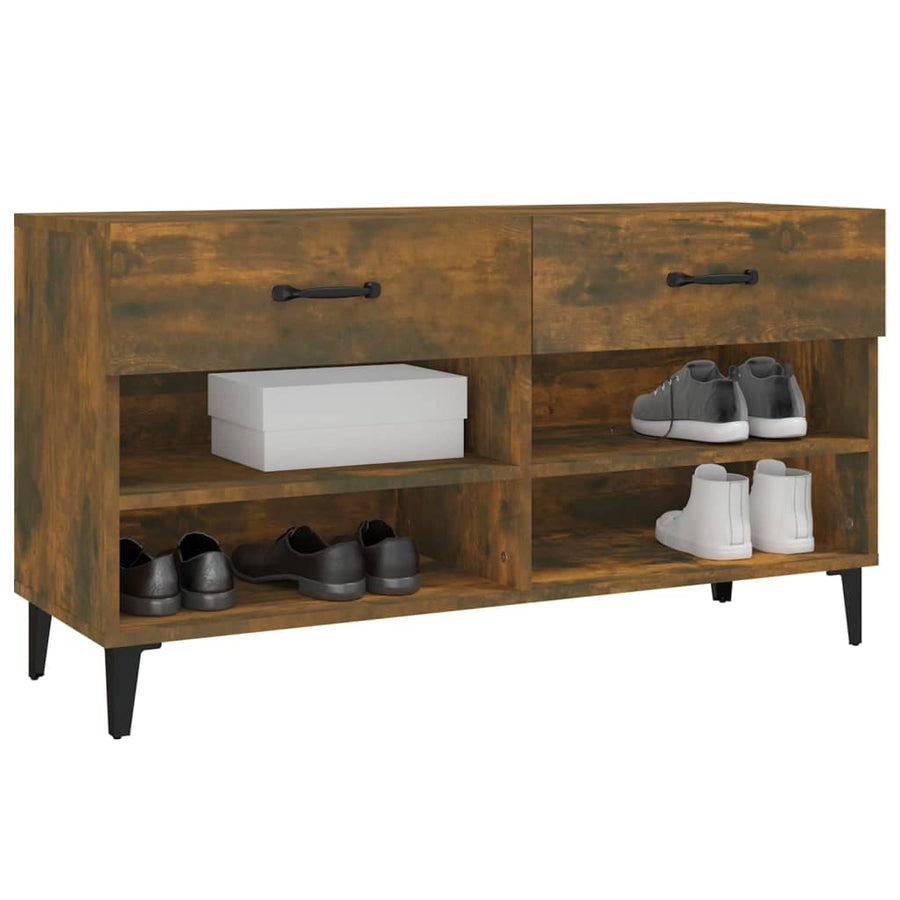 Schoenenkast 102X35X55 Cm Bewerkt Hout Gerookt Eikenkleurig