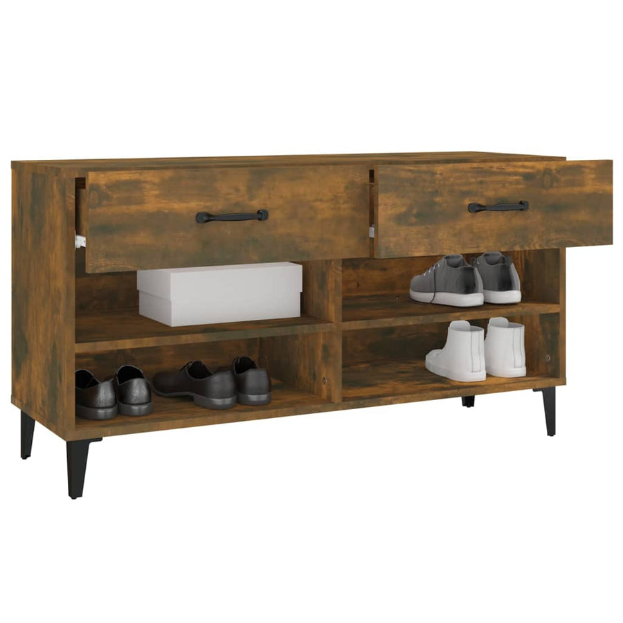 Schoenenkast 102X35X55 Cm Bewerkt Hout Gerookt Eikenkleurig