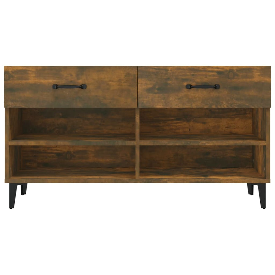Schoenenkast 102X35X55 Cm Bewerkt Hout Gerookt Eikenkleurig