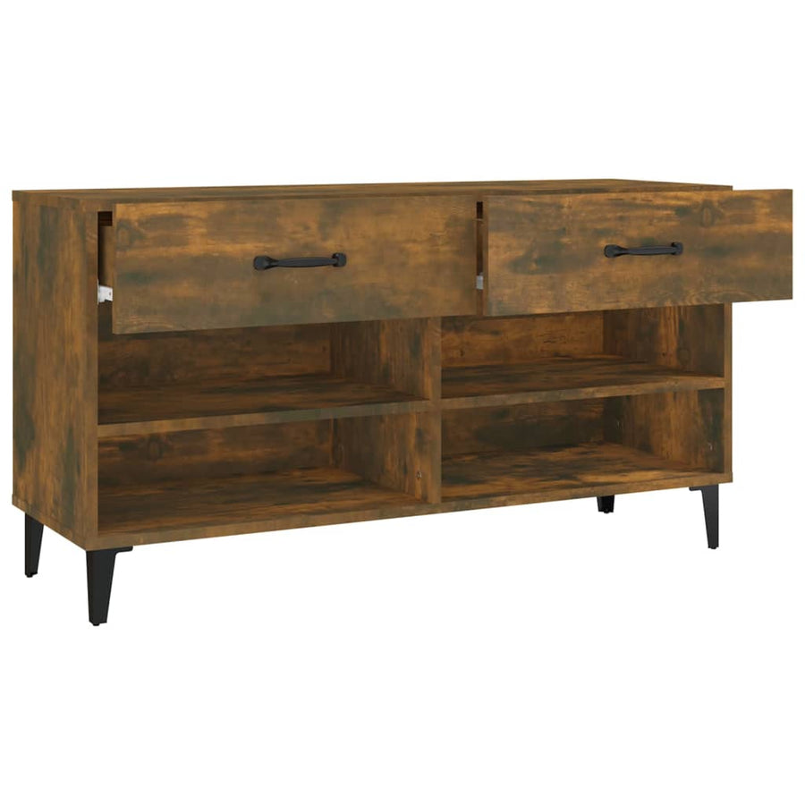 Schoenenkast 102X35X55 Cm Bewerkt Hout Gerookt Eikenkleurig