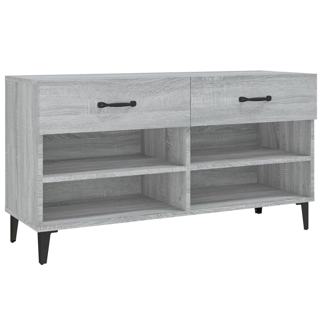 Schoenenkast 02X35X55 Cm Bewerkt Hout Eikenkleur Grijs sonoma