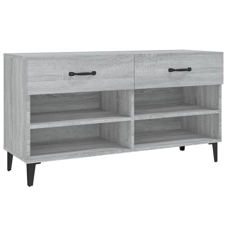 Schoenenkast 02X35X55 Cm Bewerkt Hout Eikenkleur Grijs sonoma