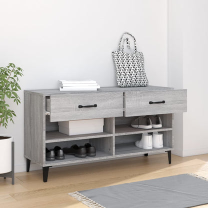 Schoenenkast 02X35X55 Cm Bewerkt Hout Eikenkleur Grijs sonoma