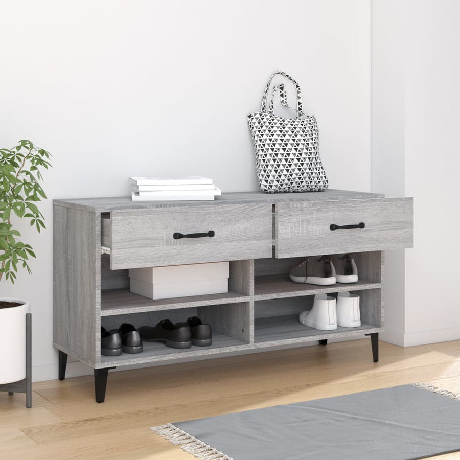Schoenenkast 02X35X55 Cm Bewerkt Hout Eikenkleur Grijs sonoma