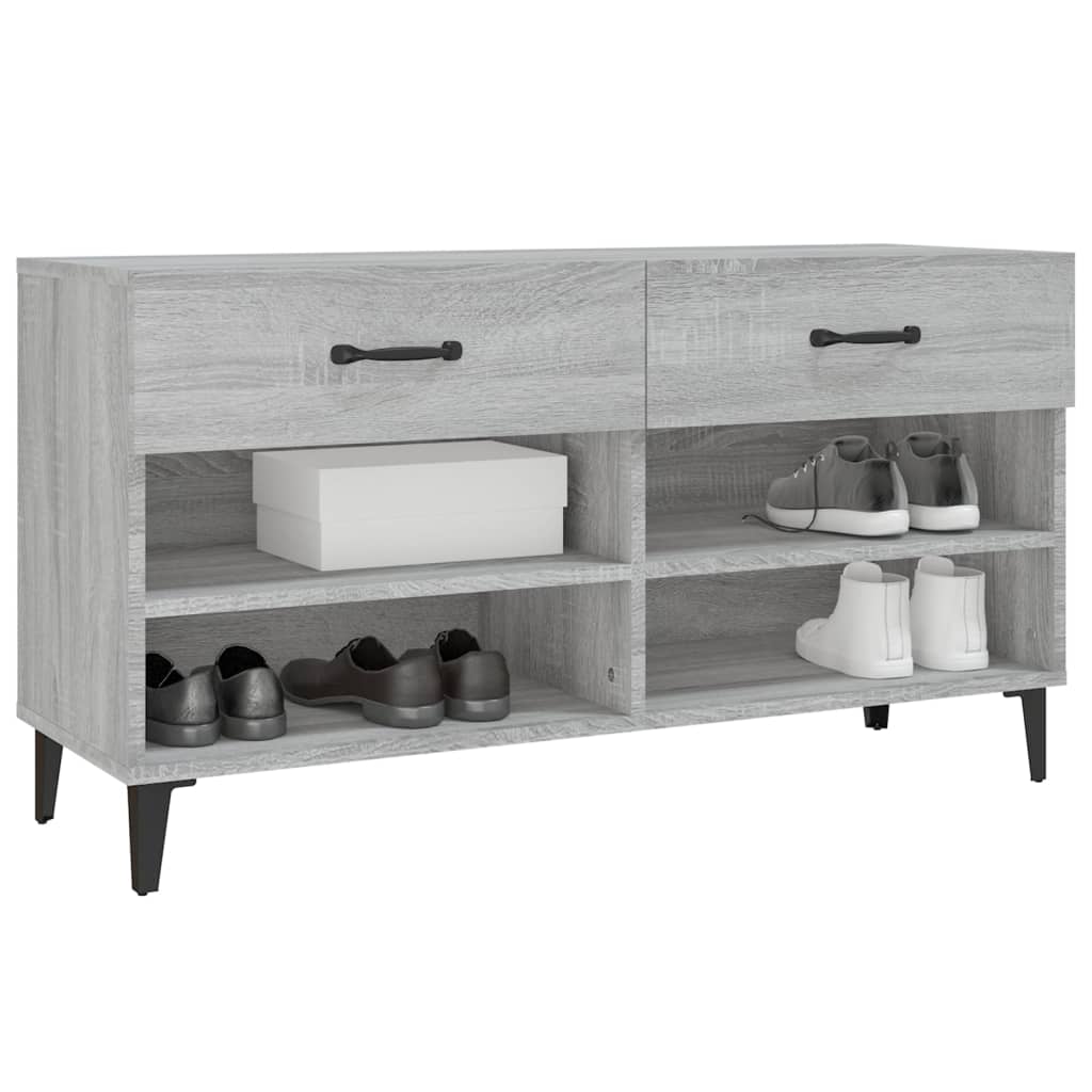 Schoenenkast 02X35X55 Cm Bewerkt Hout Eikenkleur Grijs sonoma