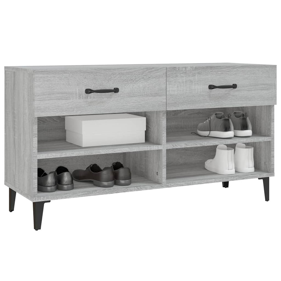 Schoenenkast 02X35X55 Cm Bewerkt Hout Eikenkleur Grijs sonoma
