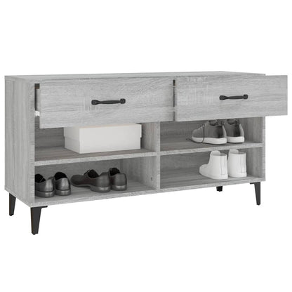 Schoenenkast 02X35X55 Cm Bewerkt Hout Eikenkleur Grijs sonoma