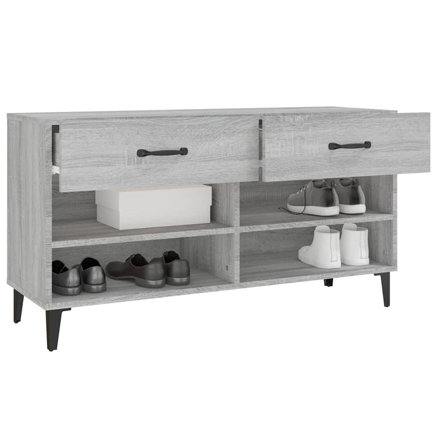 Schoenenkast 02X35X55 Cm Bewerkt Hout Eikenkleur Grijs sonoma