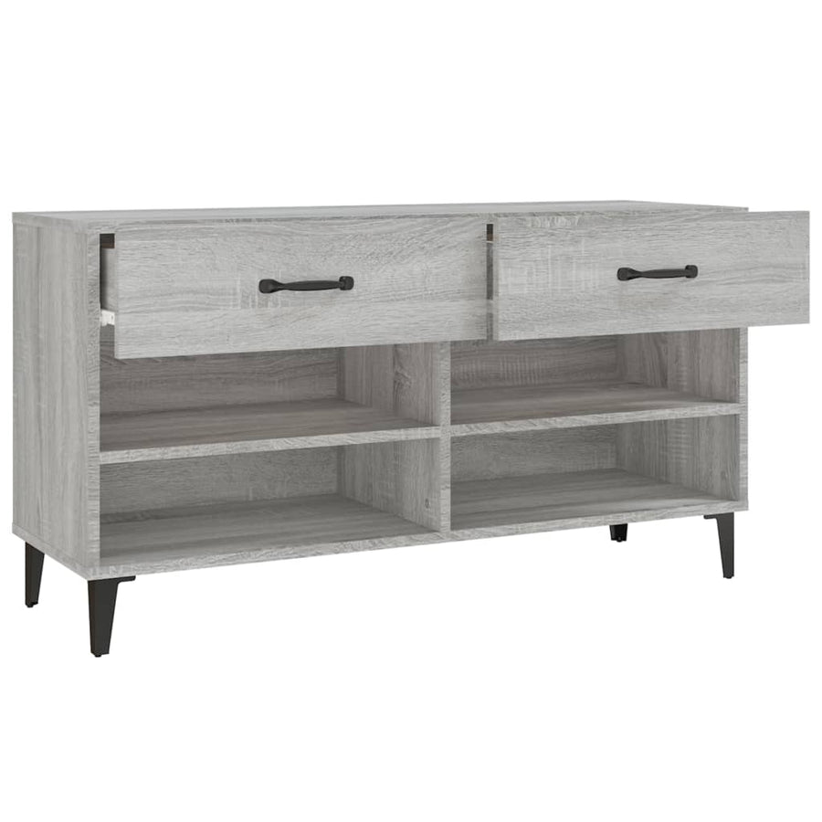 Schoenenkast 02X35X55 Cm Bewerkt Hout Eikenkleur Grijs sonoma