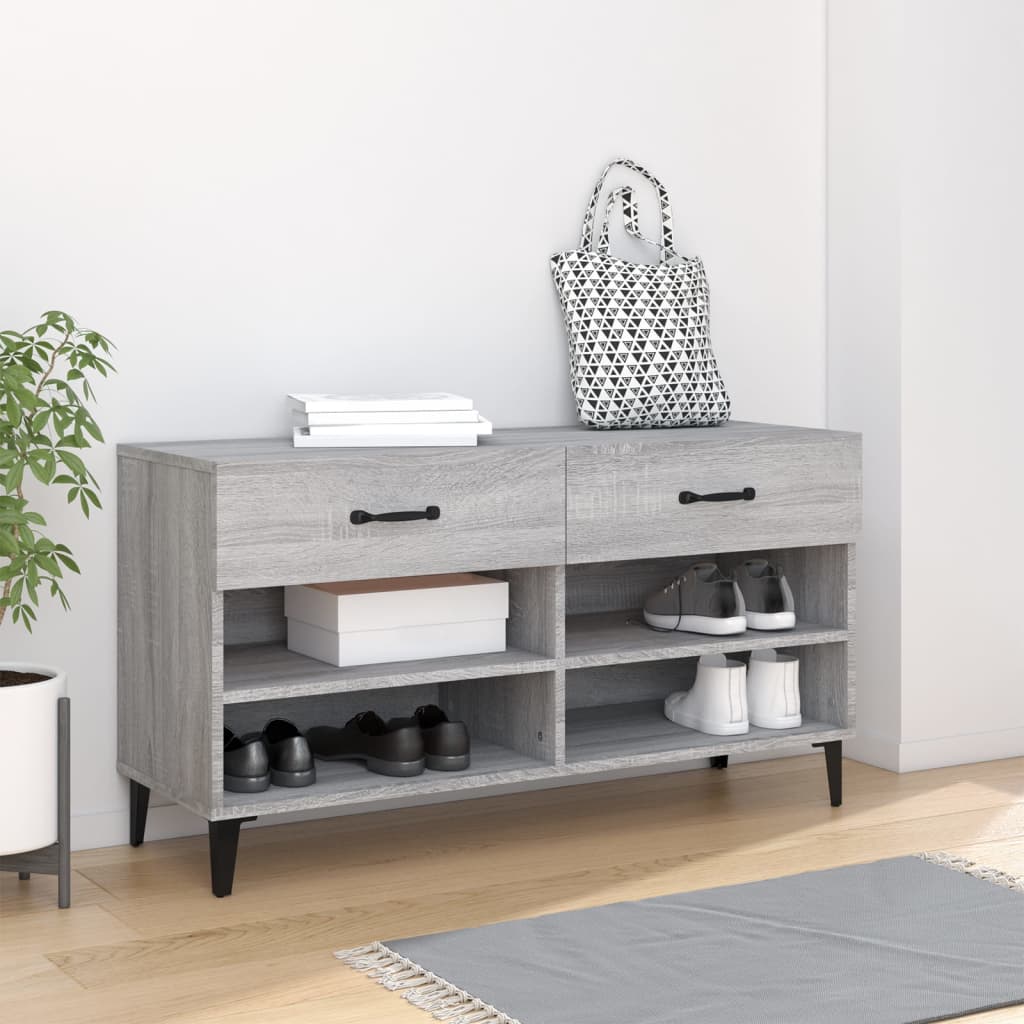 Schoenenkast 02X35X55 Cm Bewerkt Hout Eikenkleur Grijs sonoma