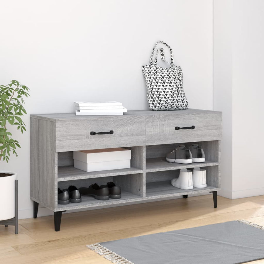 Schoenenkast 02X35X55 Cm Bewerkt Hout Eikenkleur Grijs sonoma