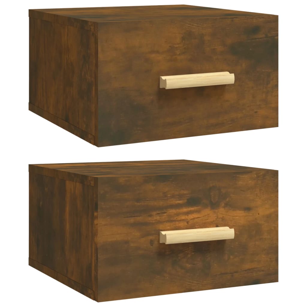Nachtkastjes 2 St Wandgemonteerd 35X35X20 Cm Gerookt Eikenkleur