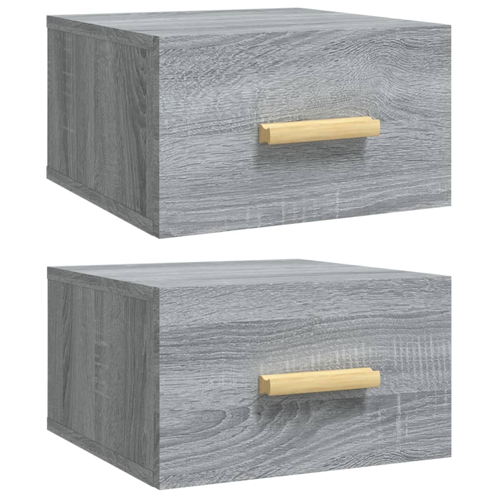 Nachtkastjes 2 St Wandgemonteerd 35X35X20 Cm Grijs Sonoma Eiken