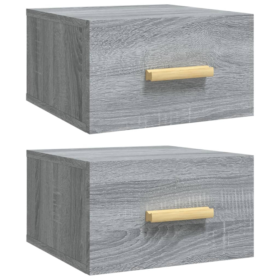 Nachtkastjes 2 St Wandgemonteerd 35X35X20 Cm Grijs Sonoma Eiken
