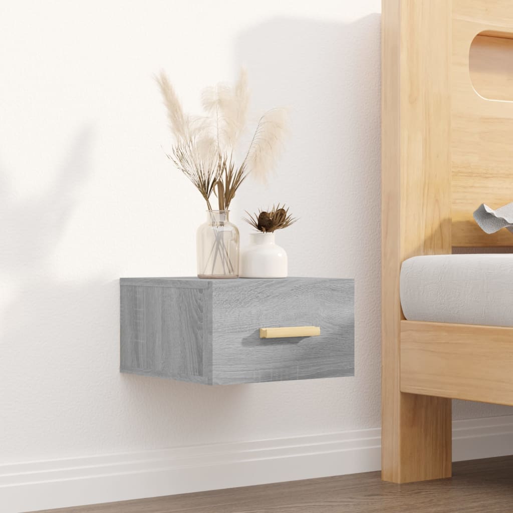 Nachtkastjes 2 St Wandgemonteerd 35X35X20 Cm Grijs Sonoma Eiken