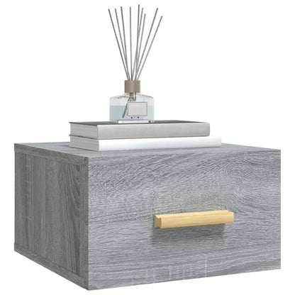 Nachtkastjes 2 St Wandgemonteerd 35X35X20 Cm Grijs Sonoma Eiken
