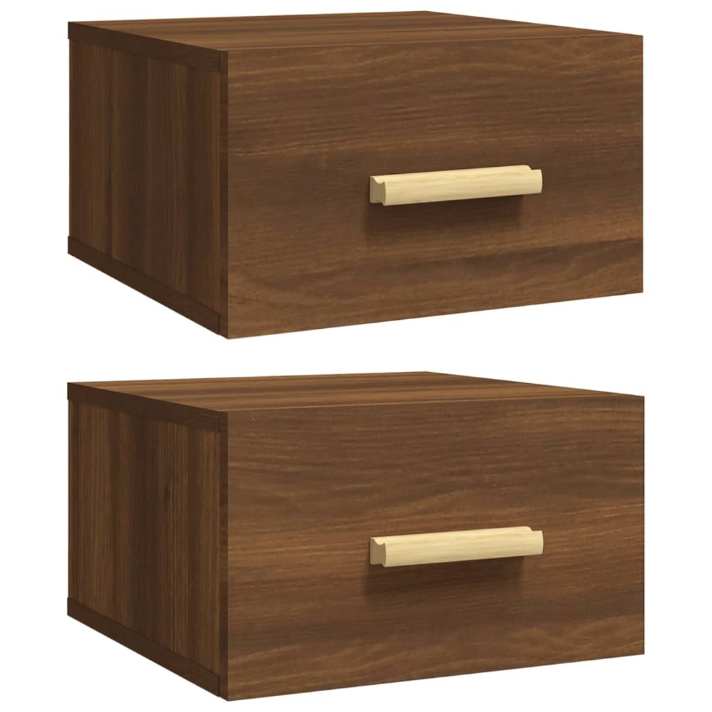 Nachtkastjes 2 St Wandgemonteerd 35X35X20 Cm Bruin Eikenkleur