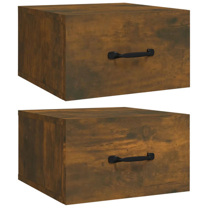 Nachtkastjes 2 St Wandgemonteerd 35X35X20 Cm Gerookt Eikenkleur