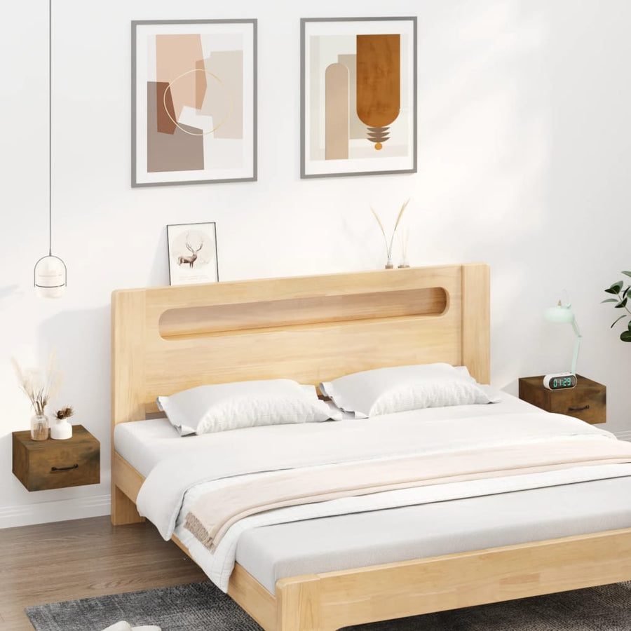 Nachtkastjes 2 St Wandgemonteerd 35X35X20 Cm Gerookt Eikenkleur