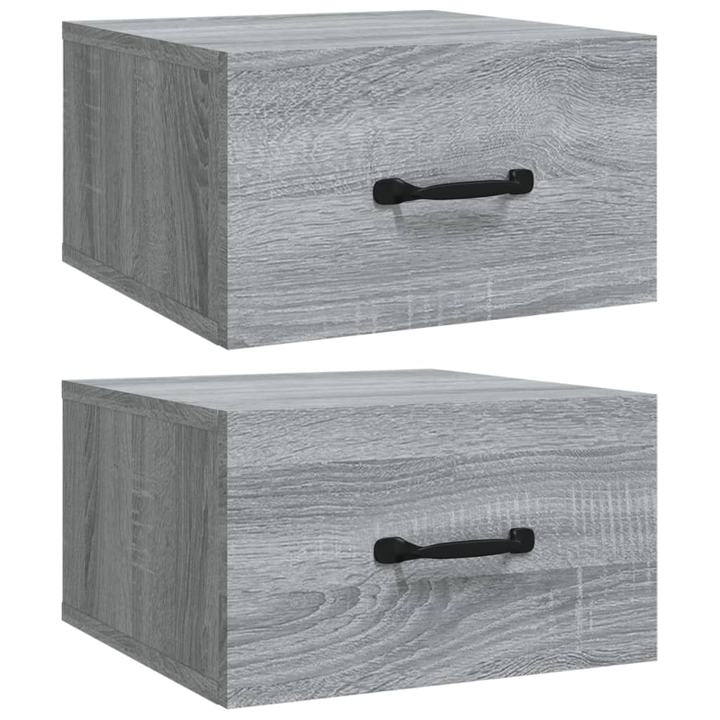Nachtkastjes 2 St Wandgemonteerd 35X35X20 Cm Grijs Sonoma Eiken