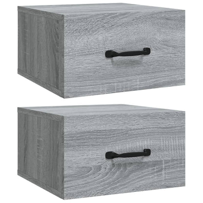 Nachtkastjes 2 St Wandgemonteerd 35X35X20 Cm Grijs Sonoma Eiken