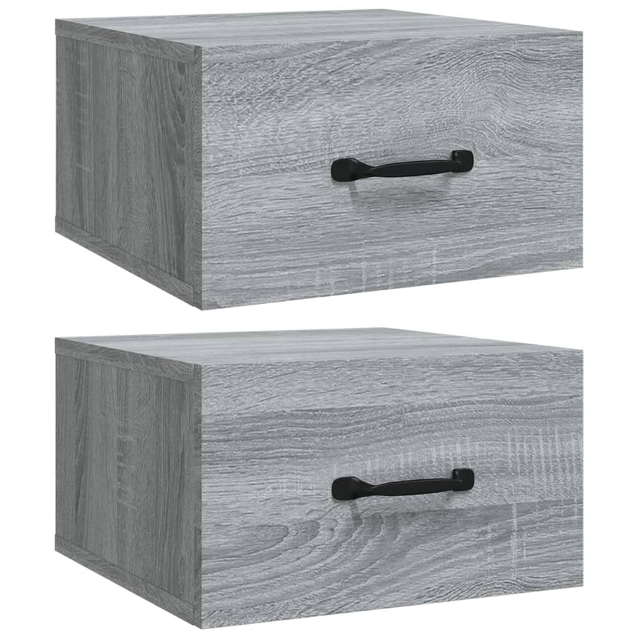 Nachtkastjes 2 St Wandgemonteerd 35X35X20 Cm Grijs Sonoma Eiken