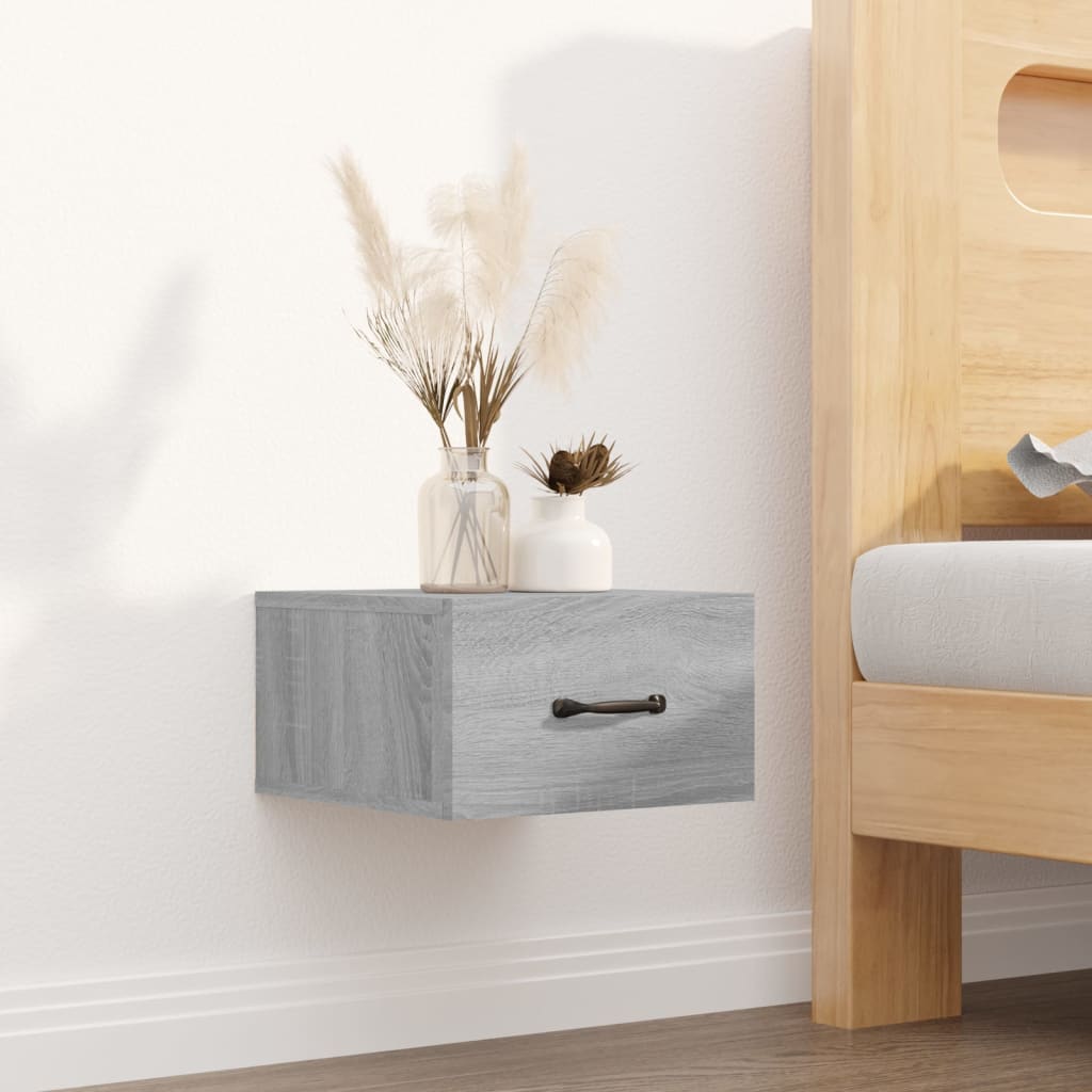 Nachtkastjes 2 St Wandgemonteerd 35X35X20 Cm Grijs Sonoma Eiken