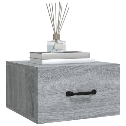 Nachtkastjes 2 St Wandgemonteerd 35X35X20 Cm Grijs Sonoma Eiken