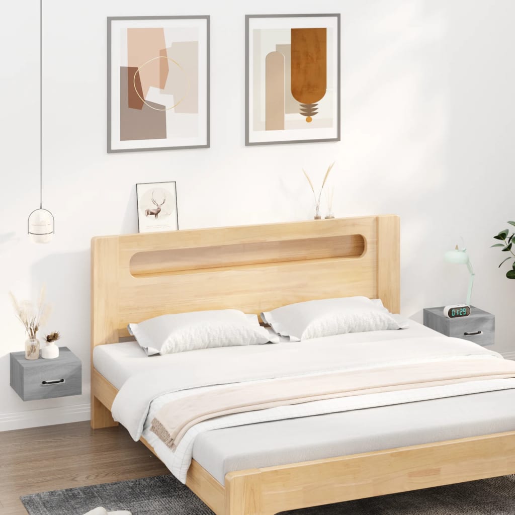 Nachtkastjes 2 St Wandgemonteerd 35X35X20 Cm Grijs Sonoma Eiken