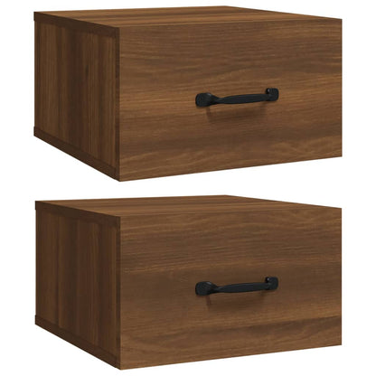 Nachtkastjes 2 st wandgemonteerd 35x35x20 cm bruin eikenkleur