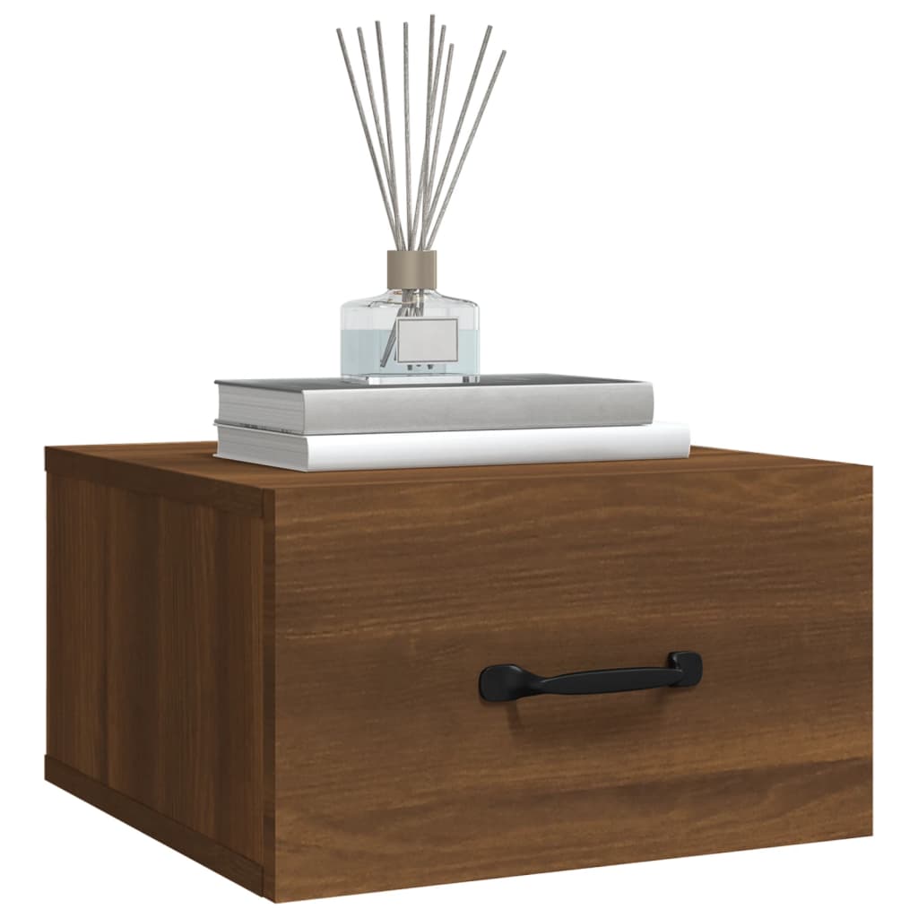 Nachtkastjes 2 st wandgemonteerd 35x35x20 cm bruin eikenkleur