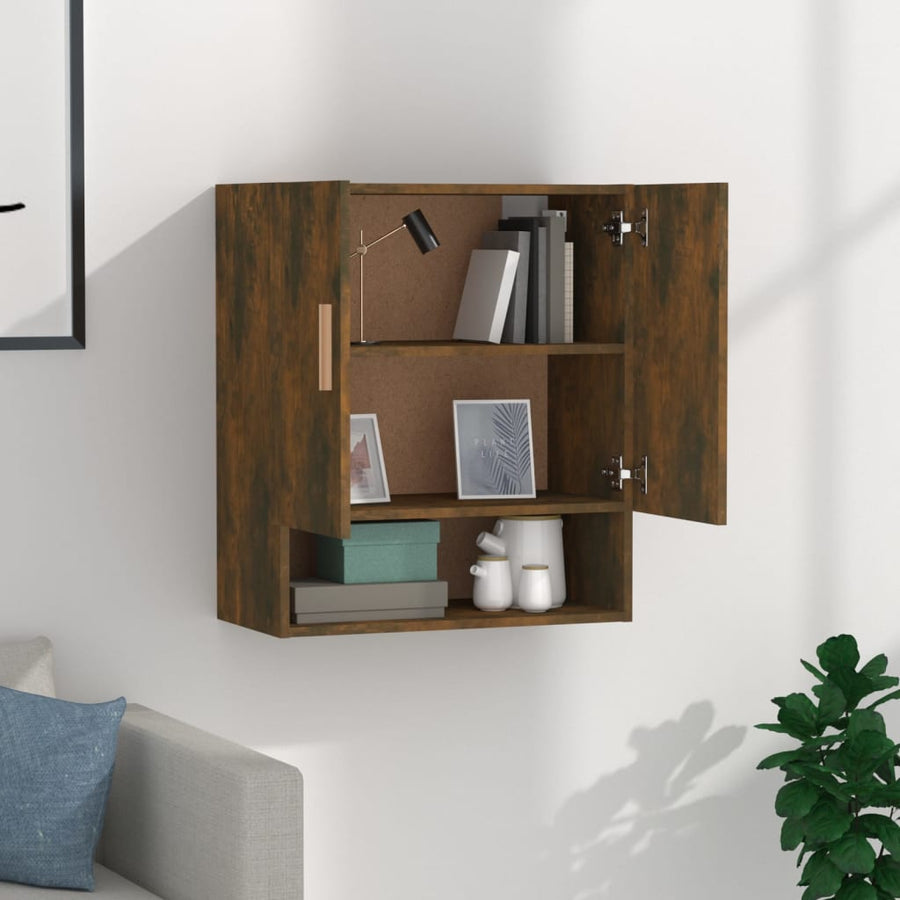Wandkast 60X31X70 Cm Bewerkt Hout Gerookt Eikenkleurig