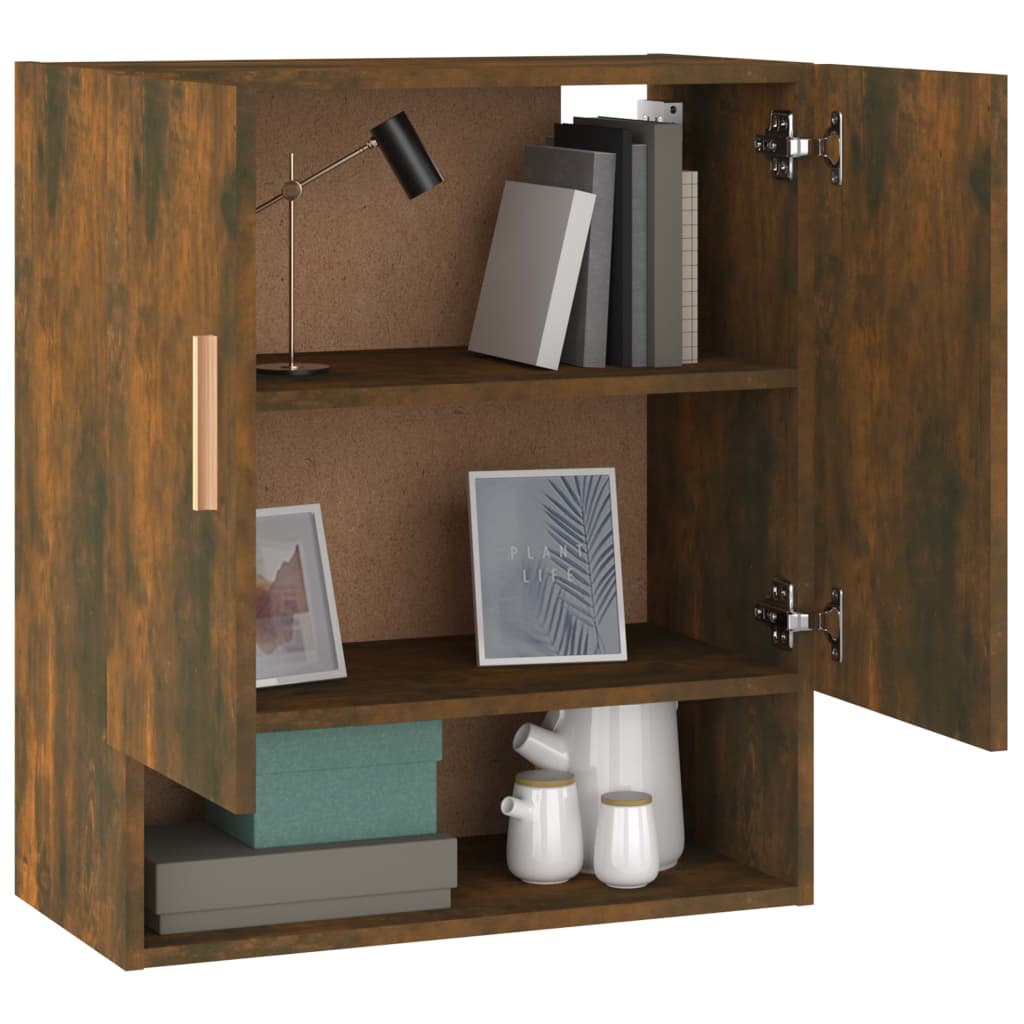 Wandkast 60X31X70 Cm Bewerkt Hout Gerookt Eikenkleurig