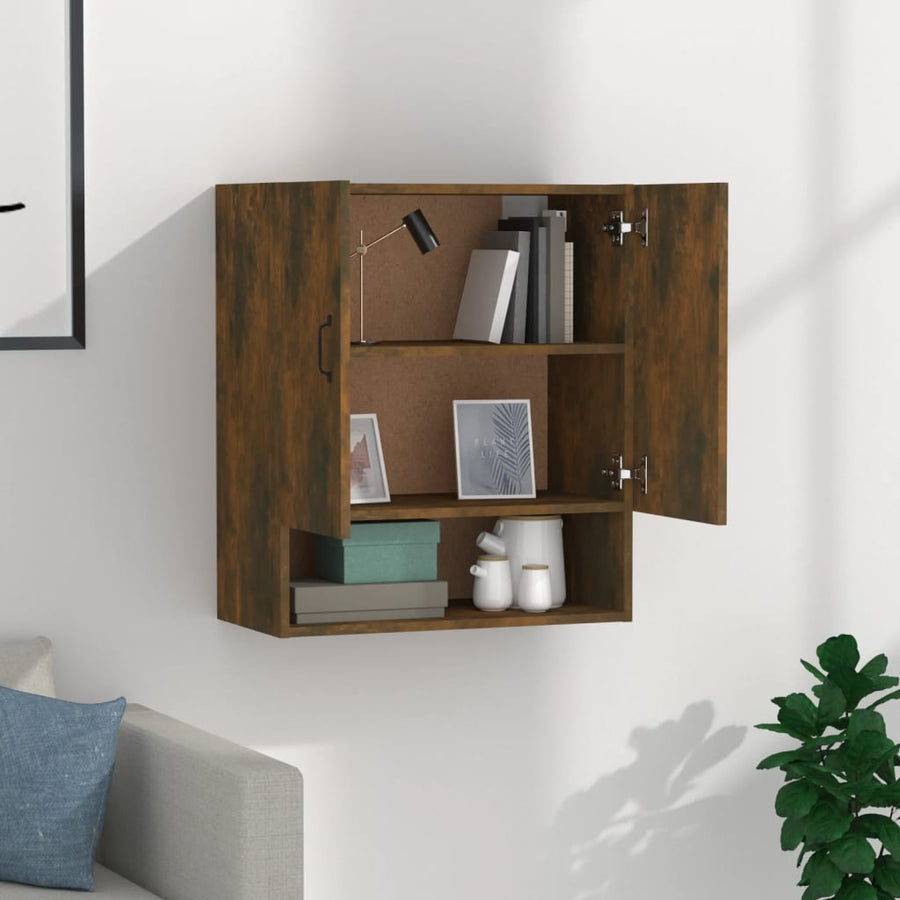 Wandkast 60X31X70 Cm Bewerkt Hout Gerookt Eikenkleurig