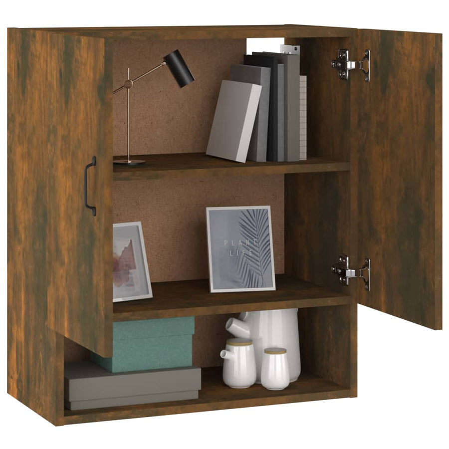 Wandkast 60X31X70 Cm Bewerkt Hout Gerookt Eikenkleurig