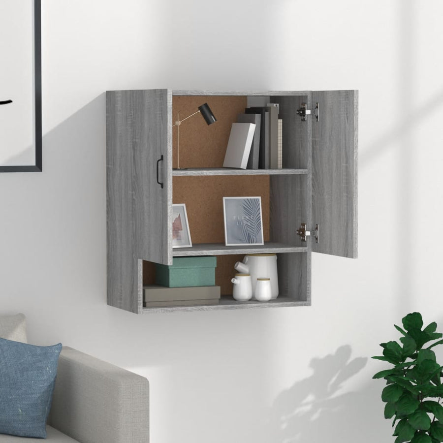 Wandkast 60X31X70 Cm Bewerkt Hout Grijs Sonoma Eikenkleurig