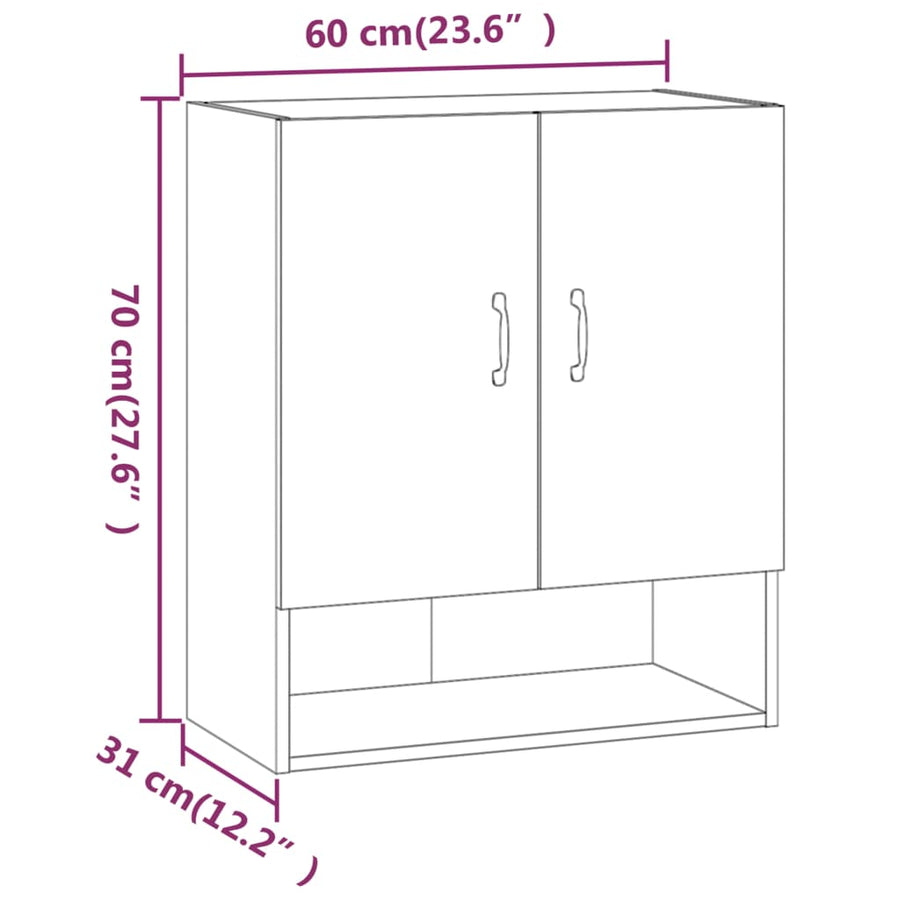 Wandkast 60X31X70 Cm Bewerkt Hout Grijs Sonoma Eikenkleurig