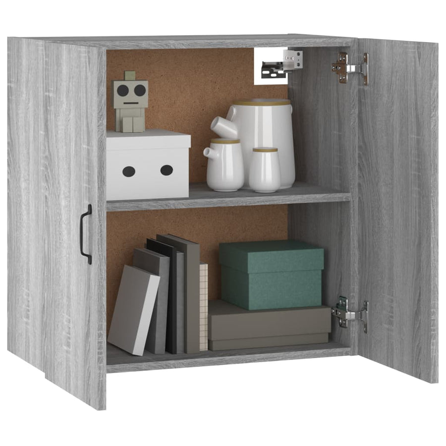 Wandkast 60X3X60 Cm Bewerkt Hout Eikenkleurig Grijs sonoma