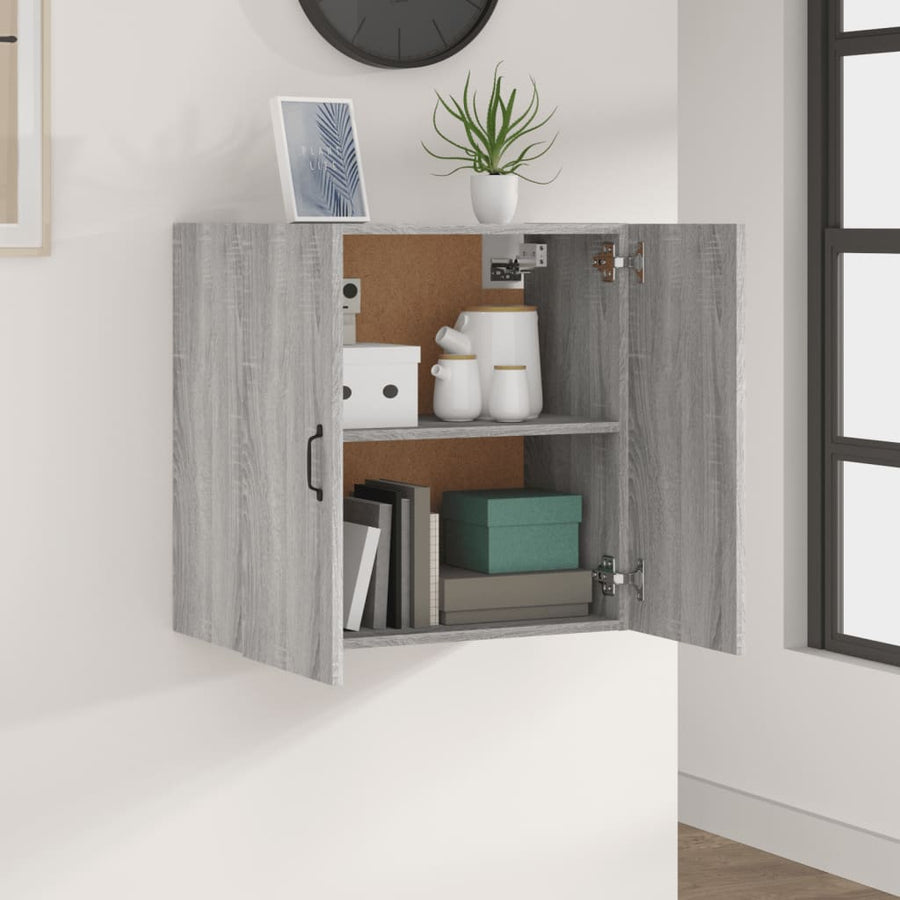 Wandkast 60X3X60 Cm Bewerkt Hout Eikenkleurig Grijs sonoma