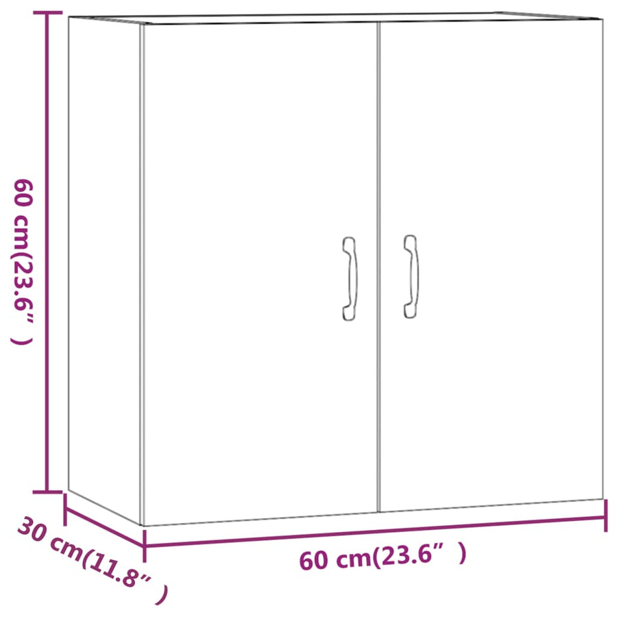 Wandkast 60X3X60 Cm Bewerkt Hout Eikenkleurig Grijs sonoma