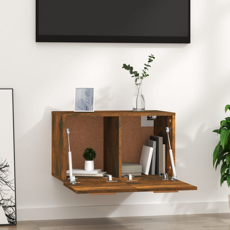 Wandkast 60X36,5X35 Cm Bewerkt Hout Gerookt Eikenkleurig
