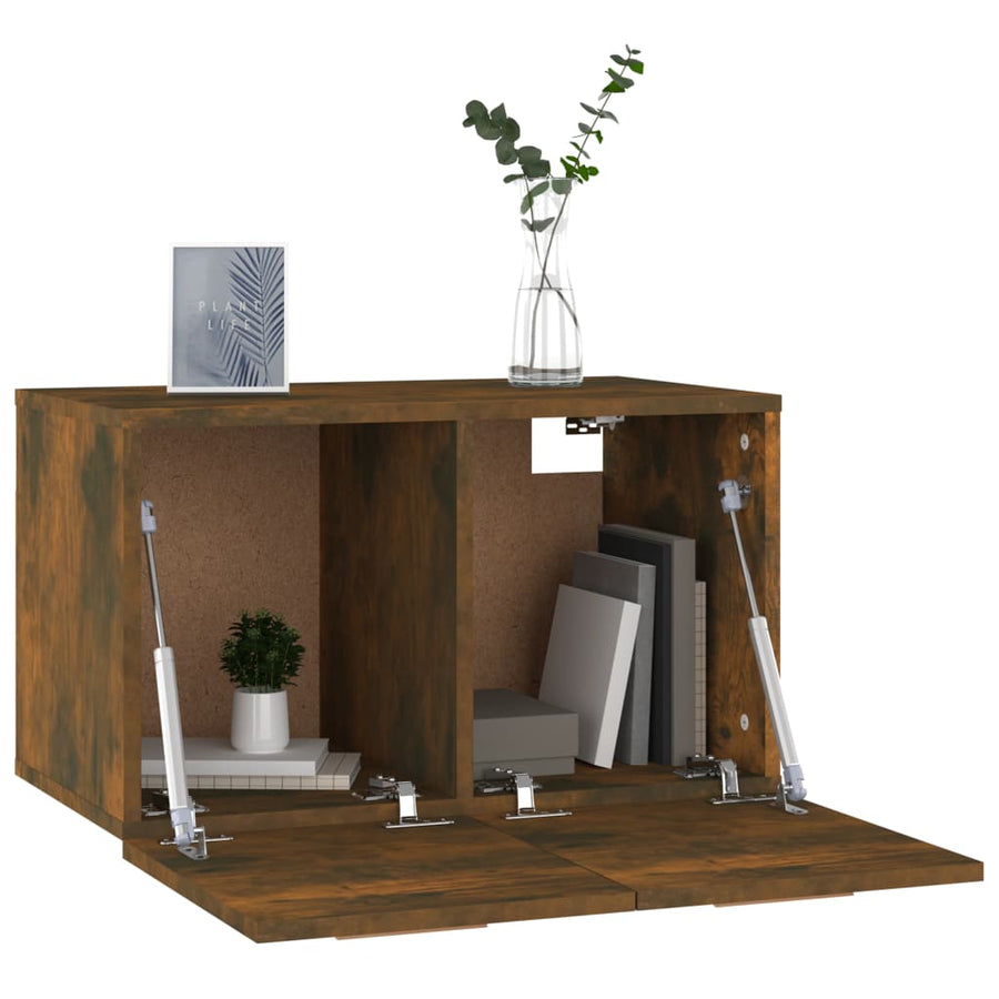 Wandkast 60X36,5X35 Cm Bewerkt Hout Gerookt Eikenkleurig