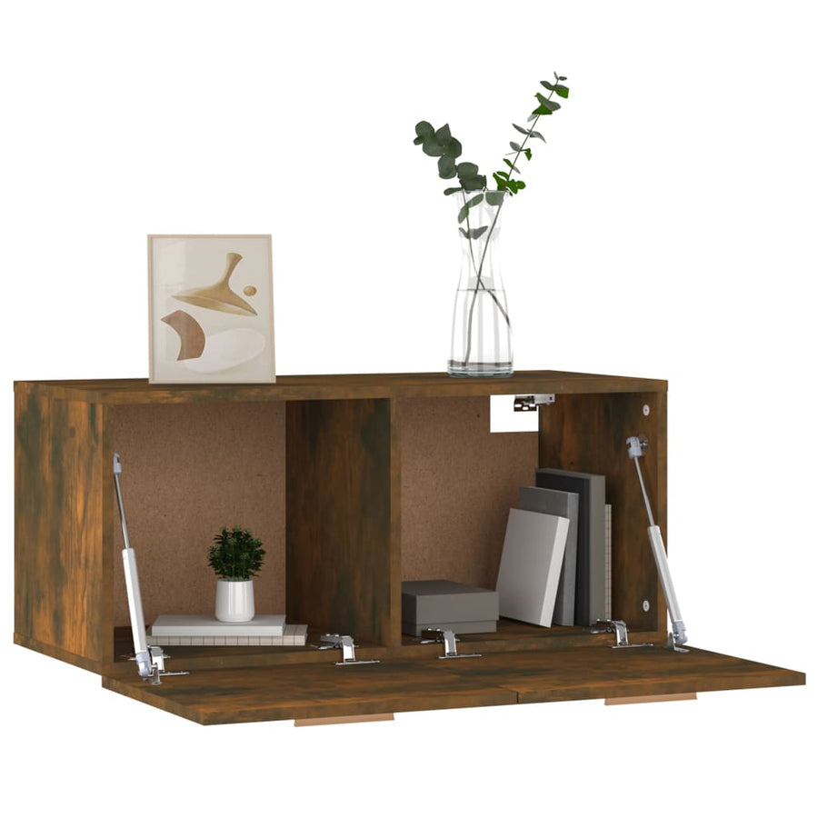 Wandkast 80X35X36,5 Cm Bewerkt Hout Gerookt Eikenkleurig