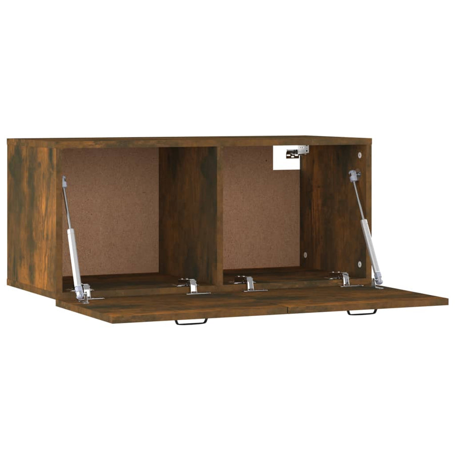 Wandkast 80X36,5X35 Cm Bewerkt Hout Kleurig Gerookt eiken