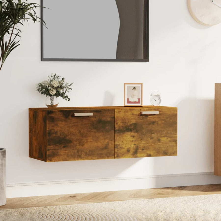 Wandkast 100X36,5X35 Cm Bewerkt Hout Kleurig Gerookt eiken