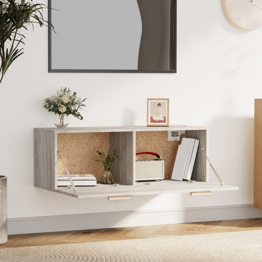 Wandkast 100X36,5X35 Cm Bewerkt Hout Grijs Sonoma Eikenkleurig