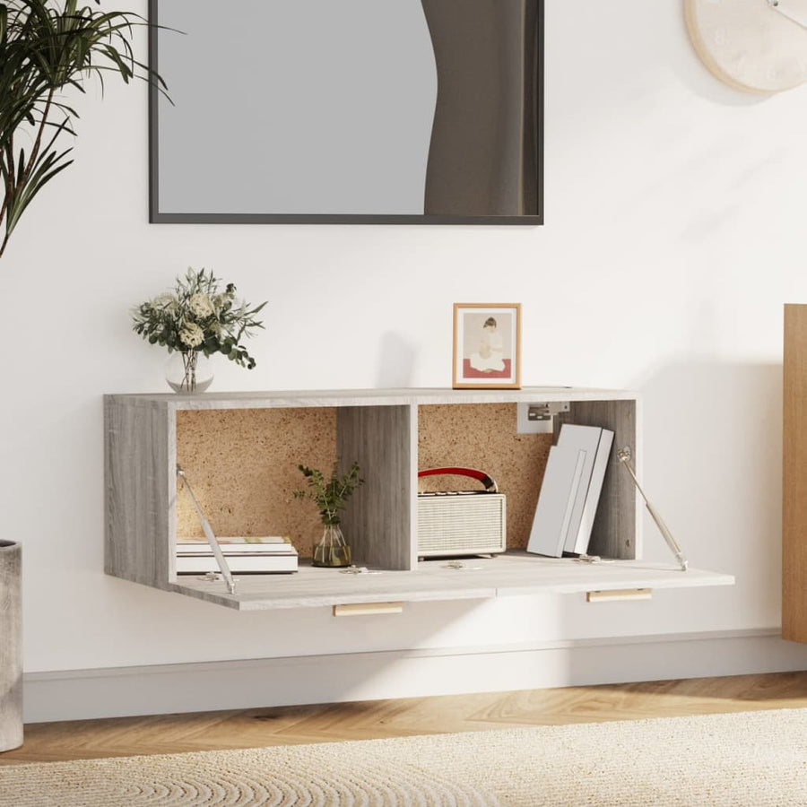 Wandkast 100X36,5X35 Cm Bewerkt Hout Grijs Sonoma Eikenkleurig