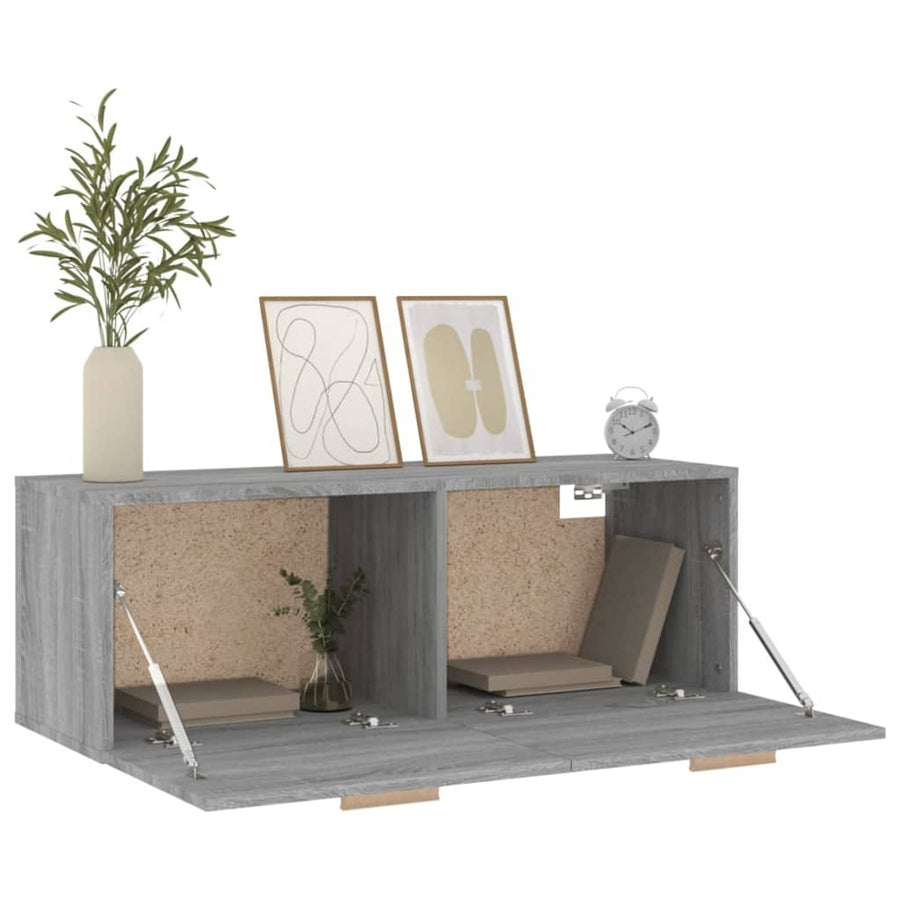 Wandkast 100X36,5X35 Cm Bewerkt Hout Grijs Sonoma Eikenkleurig